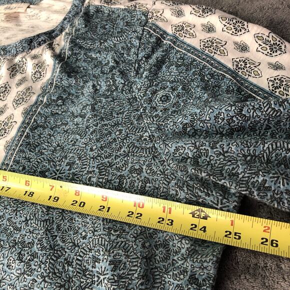 Style & Co Plus Size 3X Peasant Boho Top V Neck Roll Tab Stretch Paisley Popover - Picture 4 of 9